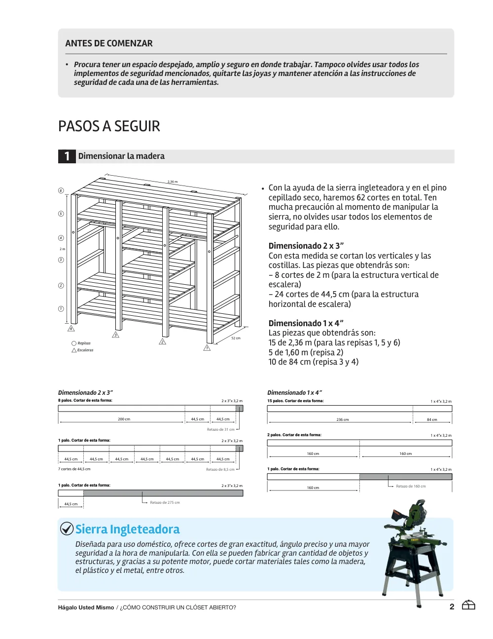 Página 2 del PDF Cómo construir un clóset abierto — Hágalo Usted Mismo