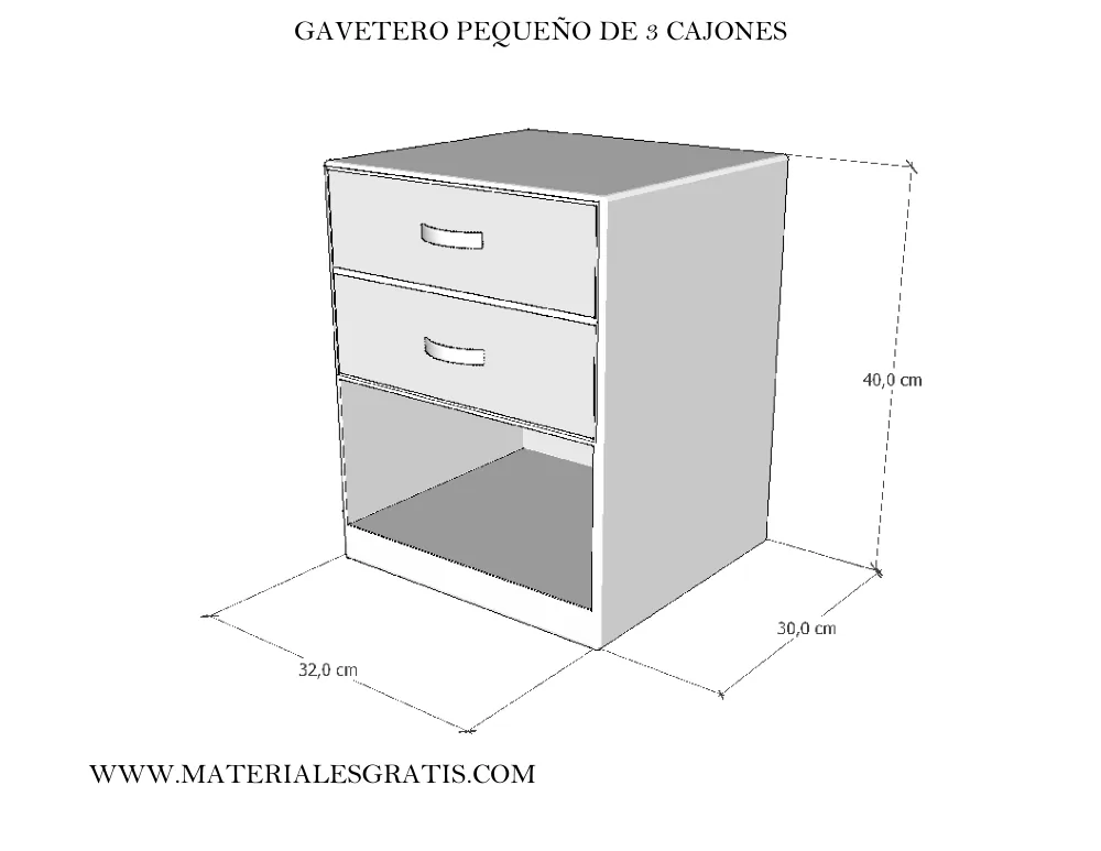 Página 2 del PDF Planos de gaveteros de madera — 3 diseños con medidas