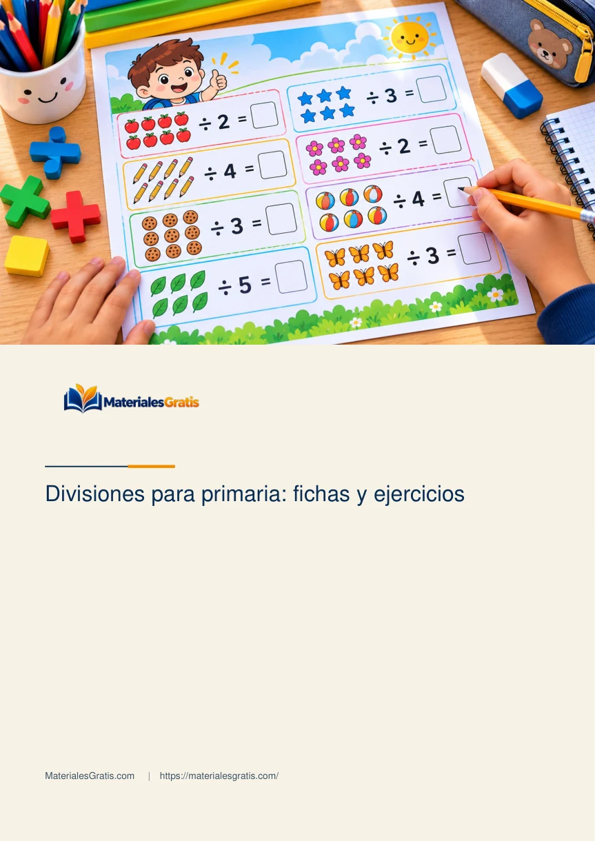 Página 1 del PDF Divisiones para primaria: fichas y ejercicios