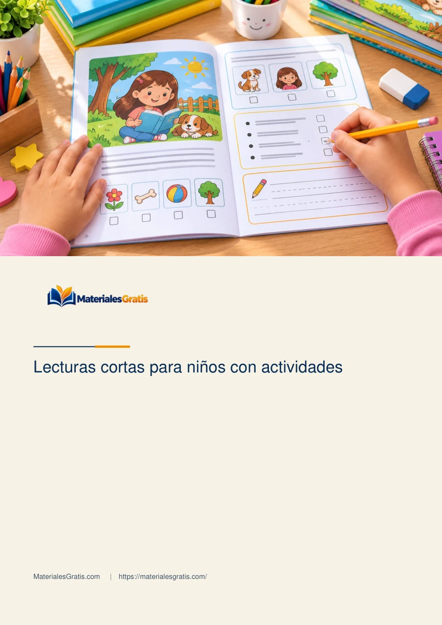 Página 1 del PDF Lecturas cortas para niños con actividades