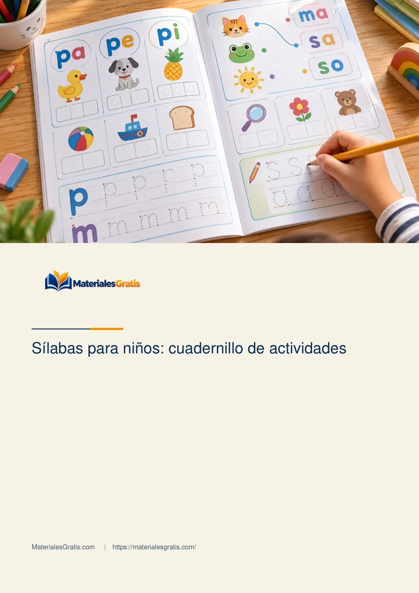 Página 1 del PDF Sílabas para niños: cuadernillo de actividades